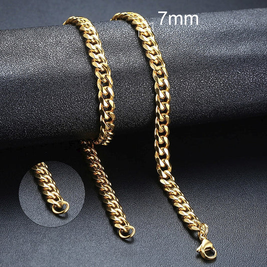 7mm Cuban Chain - Gold