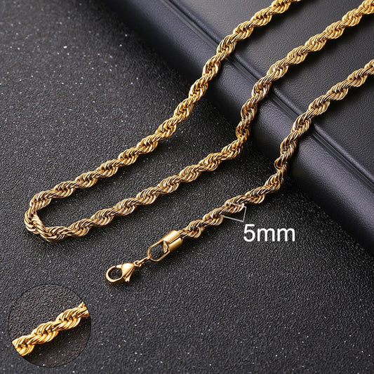 5mm Rope Chain - Gold