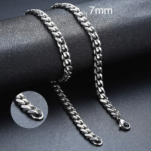 7mm Cuban Chain - Silver