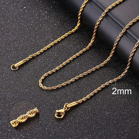 2mm Rope Chain - Gold