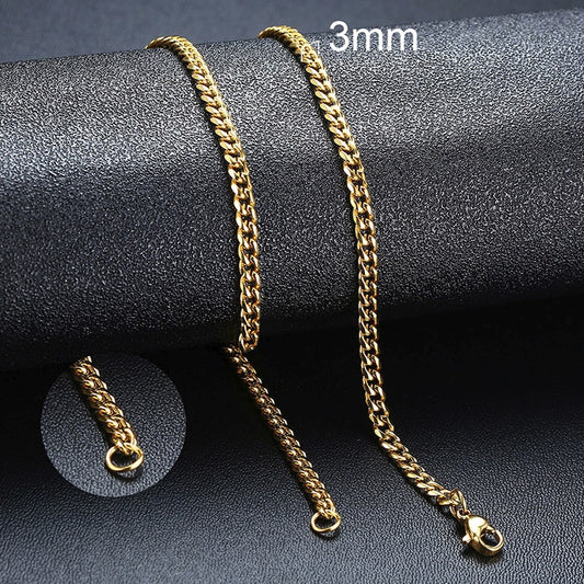 3mm Cuban Chain - Gold