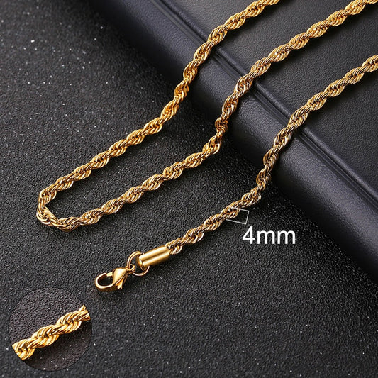 4mm Rope Chain - Gold