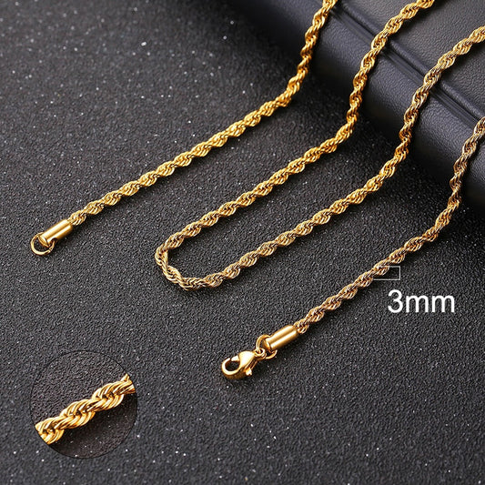 3mm Rope Chain - Gold