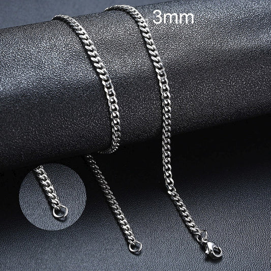 3mm Cuban Chain - Silver